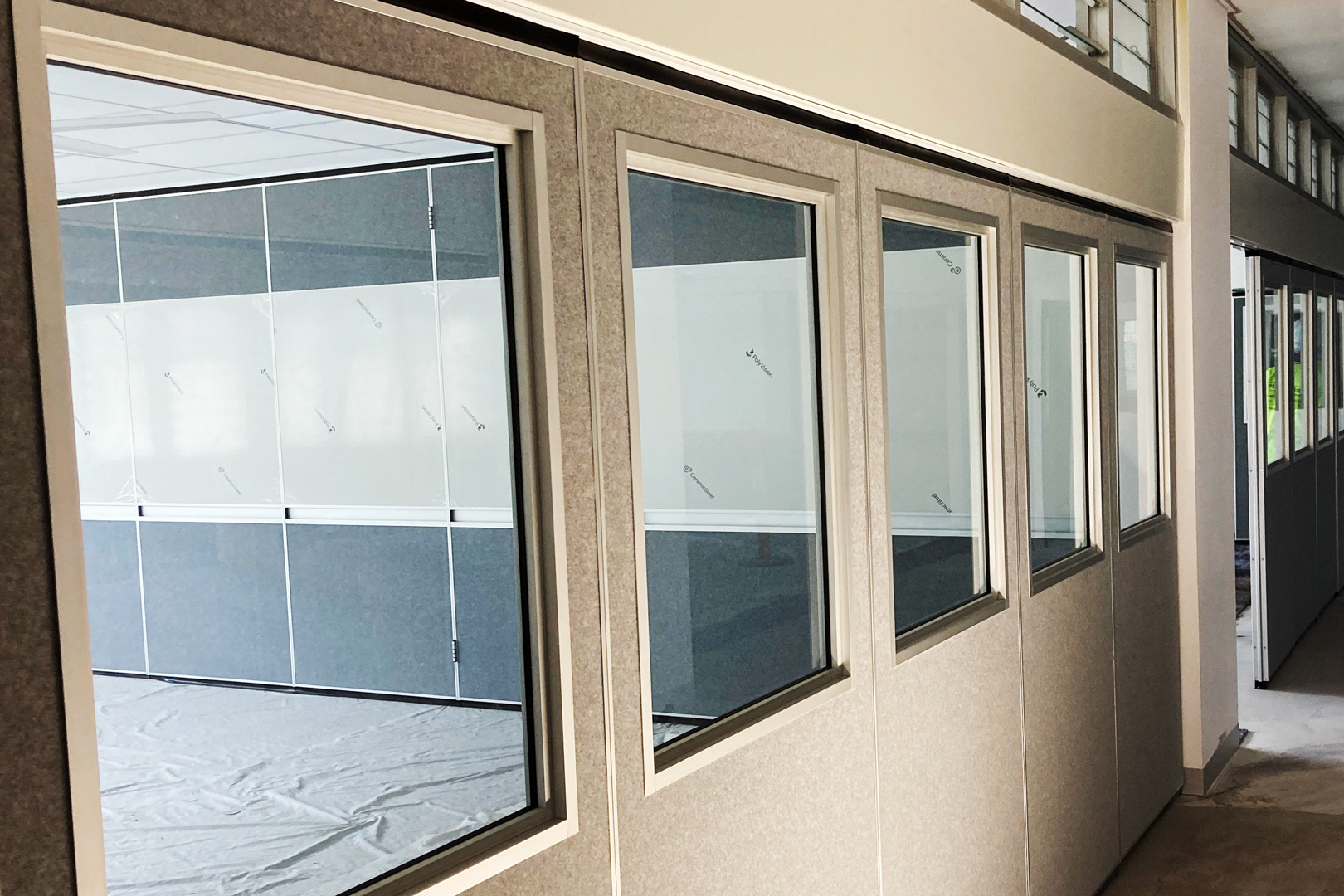 operable wall with inset windows