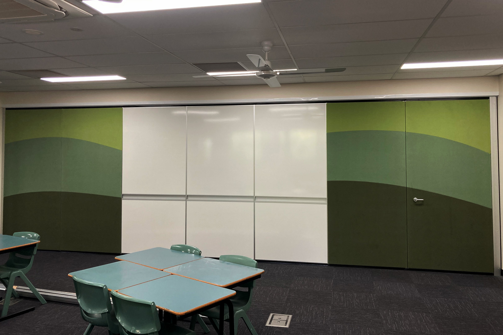 solid operable wall installed in a high school