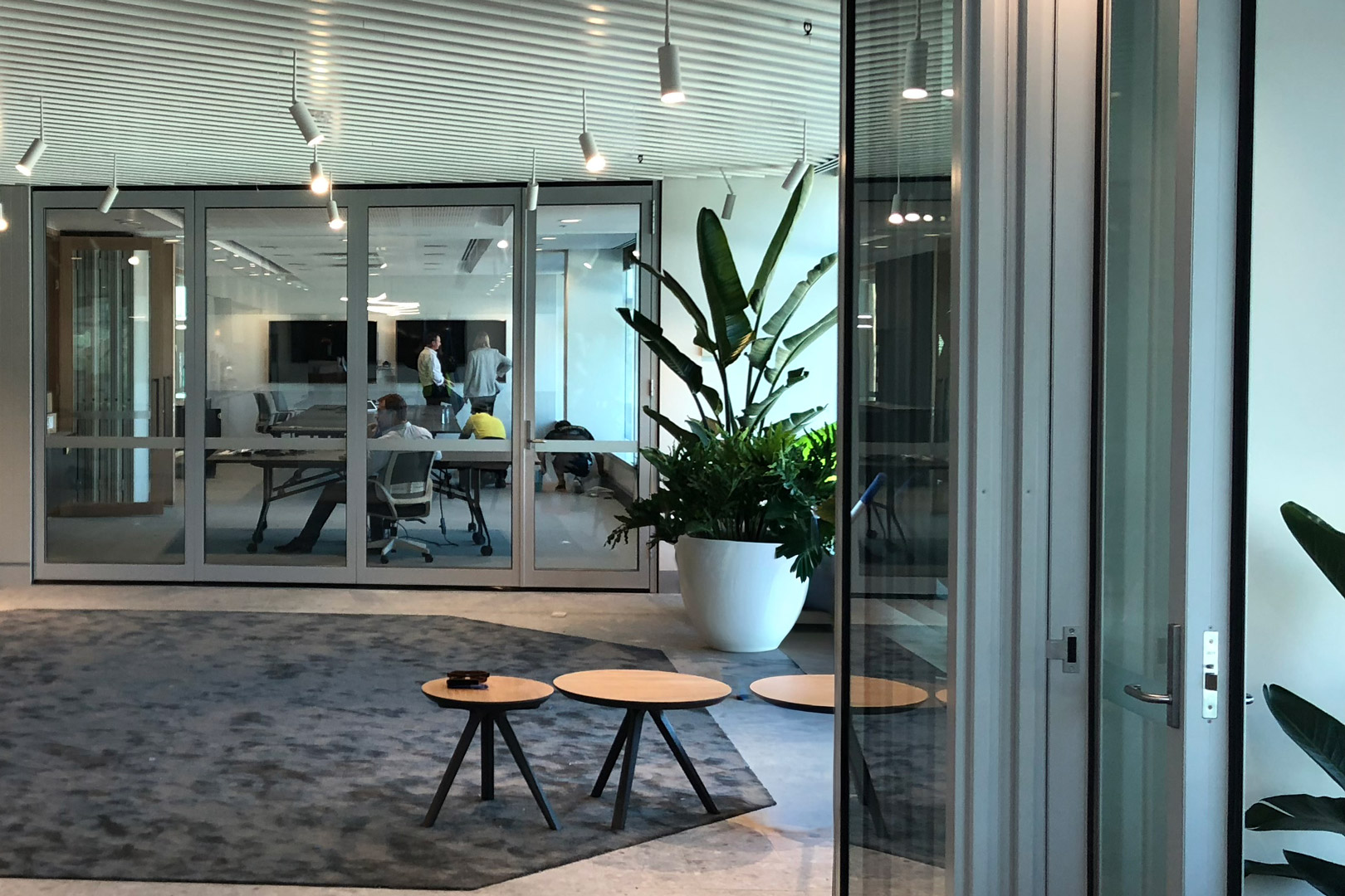 glazed operable wall for commercial fitout