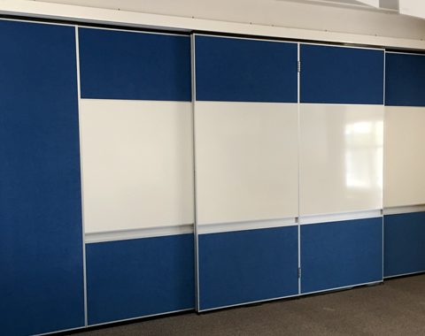 operable wall with inset whiteboards