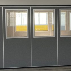 solid operable wall panels with inset windows